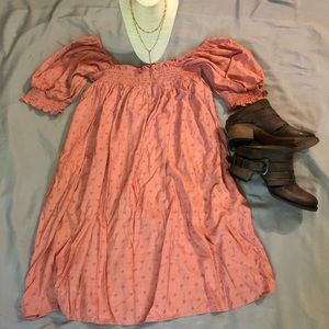 Boutique by Easel Coral Swiss Dot Dress